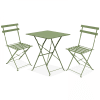 Table de jardin et 2 chaises acier vert cactus