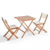 Mesa cuadrada 70 x 70 cm y 2 sillas plegables de textileno eucalipto