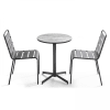 Conjunto de jardín con mesa redonda y 2 sillas de metal gris