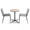 Ensemble de jardin table ronde et 2 chaises en métal bois