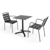 Mesa de conjunto laminado en gris pizarra y 2 sillones grises