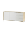 Aparador 2 puertas y 3 cajones - l154 cm - efecto roble y blanco