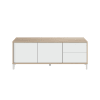 Mueble de tv 2 puertas y 2 cajones l130 cm - efecto roble y blanco