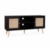 TV-Möbel mit Rattangeflecht 120 x 39 x 56,5cm, Schwarz