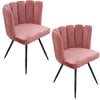Lot de 2 chaises design effet velours rose