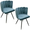 Lot de 2 chaises design effet velours bleu