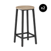 2 Tabourets de bar Corby effet Bois clair industriel, Chêne Sonoma