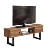 Mueble tv diseño industrial vintage madera maciza 2 puertas y estante