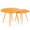 Lote de 2 mesas bajas redondas de acero amarillo