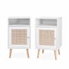 Set di 2 comodini scandinavi in intrecciatura cannage bianco