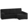 Funda de sofá elástica negro chaiselongue largo derecha