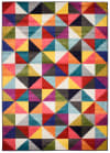 Alfombra para salón multicolor geométrica fina 140 x 200 cm