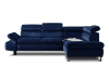 Canapé d'angle droit convertible 5 places en velours bleu nuit