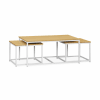Lot de 3 tables gigognes métal blanc mat, décor bois