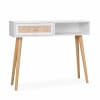 Consolle in cannage design vintage legno bianco