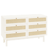 Cómoda de madera maciza y con seis cajones tono blanco de 76x120cm