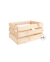 Pack de 6 cajas de madera maciza en tono natural de 49x30,5x25,5cm