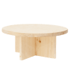 Mesa de centro redonda de madera maciza acabado natural de ø80cm