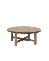 Mesa de centro redonda de madera maciza acabado envejecido de ø60x40cm