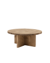 Mesa de centro redonda de madera maciza acabado envejecido de ø80cm
