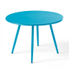 Table basse ronde en métal bleu