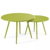 Lot de 2 tables basses de jardin en acier vert