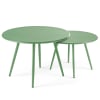 Lot de 2 tables basses de jardin en acier vert cactus