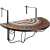 Mesa plegable de balcón para macetas mosaico 75x65x62cm acero terracot