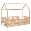 Kinderhausbett mit Schubladen 190x90cm Holz