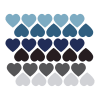 Stickers mureaux en vinyle coeurs bleu et gris