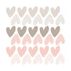 Stickers mureaux en vinyle petits coeurs rose et gris tourterelle