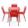 Ensemble table de jardin et 4 chaises en métal rouge