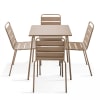 Tavolo da giardino e 4 sedie in metallo color talpa