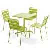 Mesa de jardín cuadrada y conjunto de 4 sillas verdes