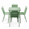 Ensemble table de jardin et 4 chaises en métal vert cactus