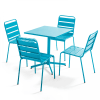 Ensemble table de jardin carrée et 4 chaises bleu