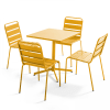 Ensemble table de jardin carrée et 4 chaises jaune