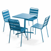 Ensemble table de jardin carrée et 4 chaises bleu pacific