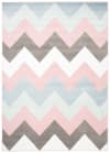Alfombra para niños gris rosa azul blanco zigzag suave 160 x 220 cm