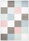 Alfombra para niños gris blanco azul rosa verde cuadros 160 x 220 cm