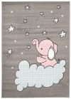 Alfombra para niños gris azul rosa elefante nube suave 120 x 170 cm