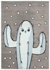 Alfombra para niños gris azul blanco cactus suave 140 x 200 cm