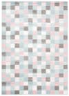 Tappeto per bambini blu grigio rosa quadratini 80 x 150 cm