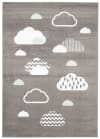 Alfombra para niños gris blanco nubes suave 80 x 150 cm