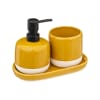 Set salle de bain céramique jaune, blanc et noir - 3 pièces