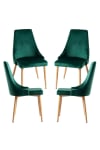 Pack 4 sillas color verde en terciopelo