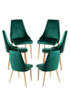 Pack 6 sillas color verde en terciopelo