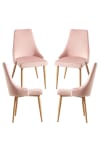 Pack 4 sillas color rosa en terciopelo