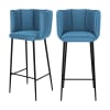 Chaise de bar en velours bleu 75 cm (lot de 2)
