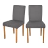 Chaise en tissu gris foncé et pieds en bois d'hévéa (lot de 2)